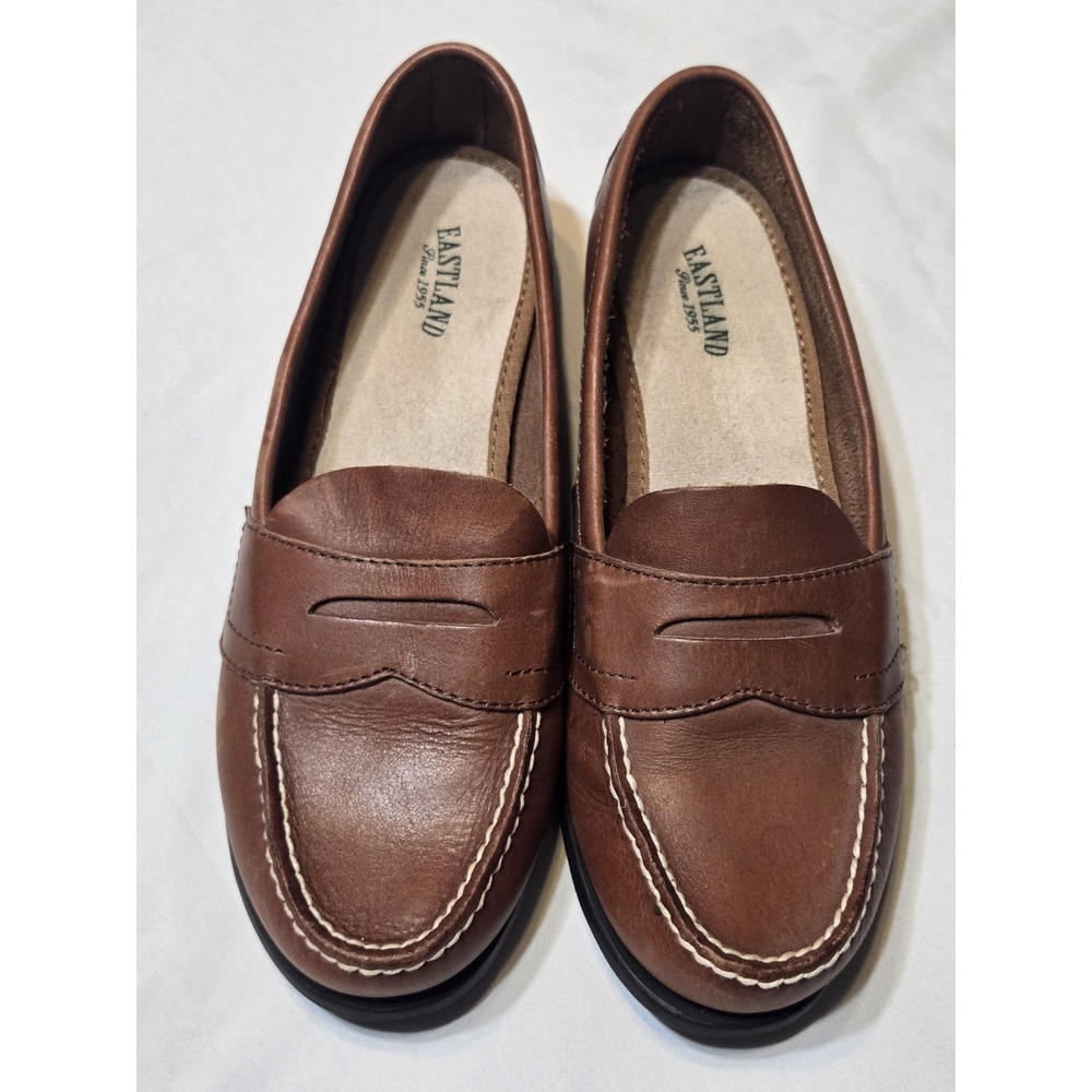Eastland Classic II Womens Brown Leather Penny Loafers Size 7.5M Preppy Shoes